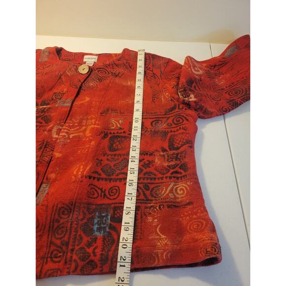 Chico's Red Southwestern Print Single-Button Career Blazer Jacket Sz 2 (12 - L) - Picture 6 of 10